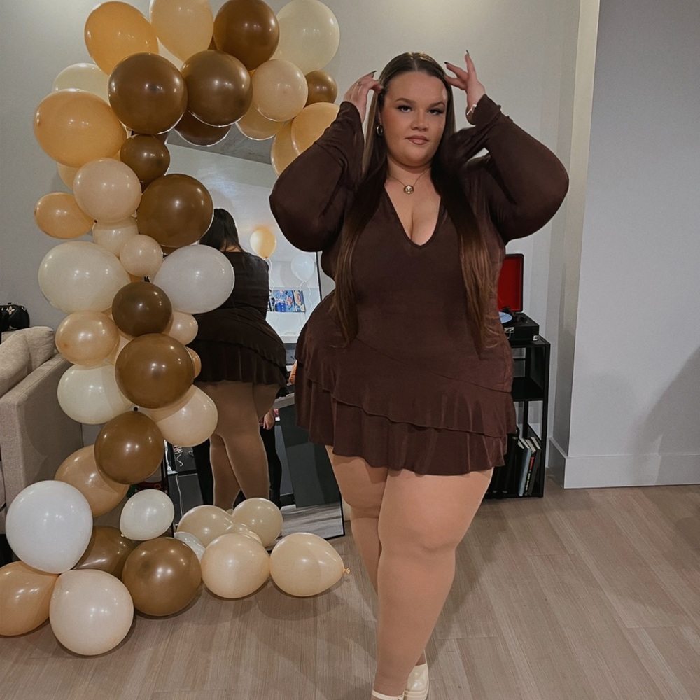 Brown Long Sleeve Dress